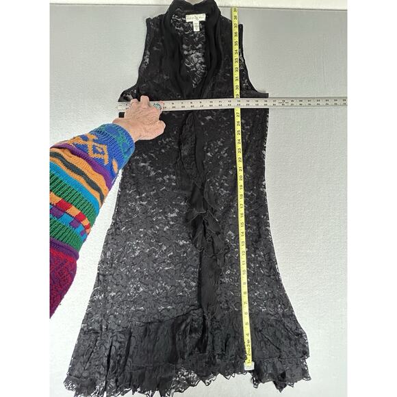 VTG Weston Wear M black tiered lace chiffon collar & ruffle whimsigoth coquette - Picture 5 of 5